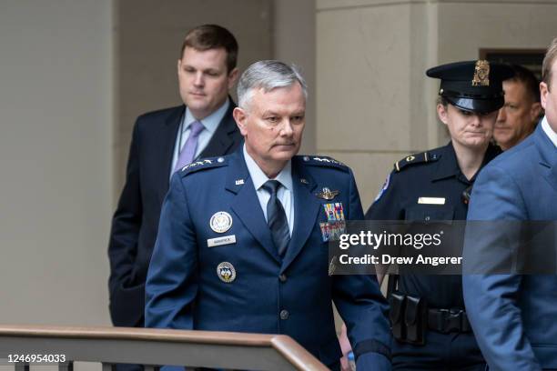 General Glen VanHerck, Commander of U.S. Northern Command and North American Aerospace Defense Command, arrives for a closed-door briefing for...