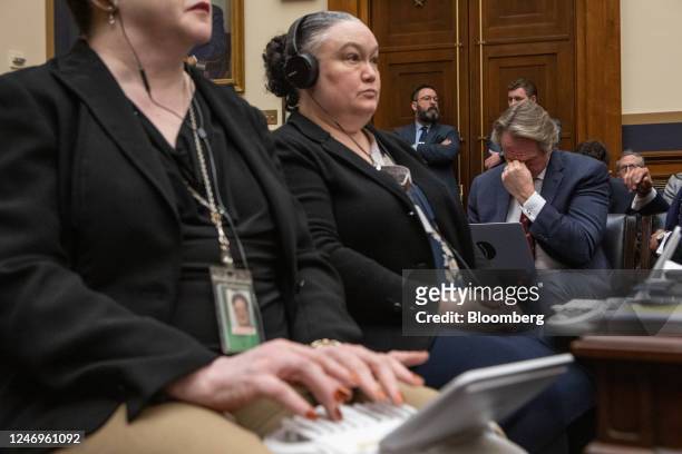Member of the press and stenographers during a House Select Subcommittee on the Weaponization of the Federal Government hearing in Washington, DC,...