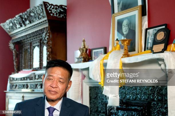 Penpa Tsering, the political leader of the exiled Tibetan government, speaks during an interview with AFP in Washington, DC, on February 8, 2023. As...