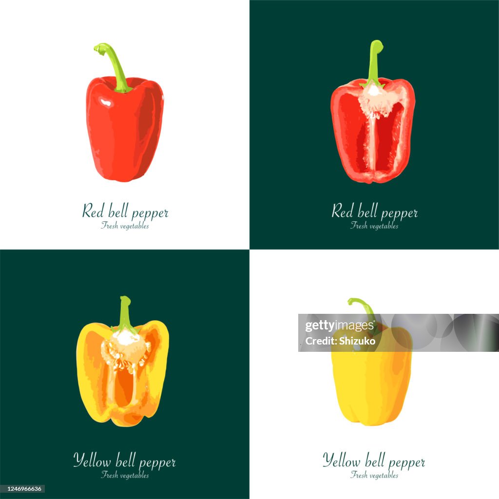 Bell pepper from background of white and dark green