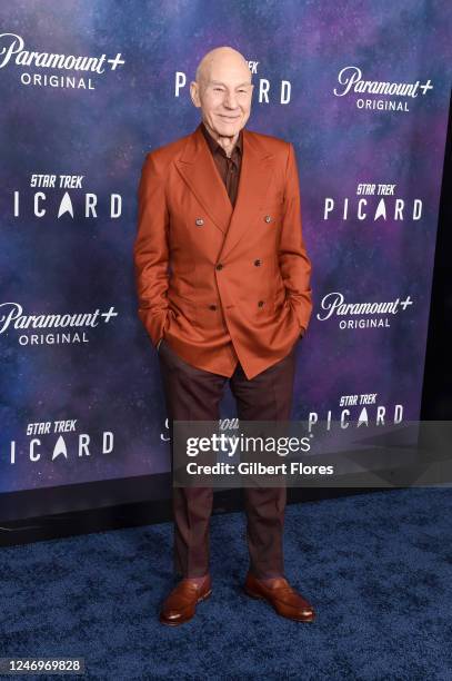 Patrick Stewart at the premiere of "Star Trek: Picard the Final Season" held at TCL Chinese Theatre on February 9, 2023 in Los Angeles, California.