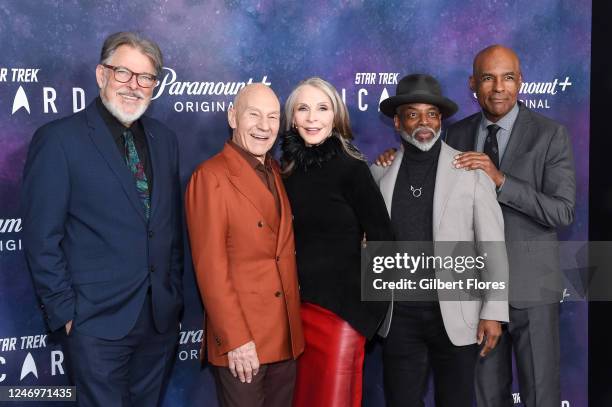 Jonathan Frakes, Patrick Stewart, Gates McFadden, LeVar Burton and Michael Dorn at the premiere of "Star Trek: Picard the Final Season" held at TCL...