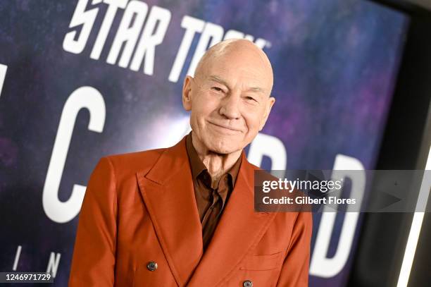 Patrick Stewart at the premiere of "Star Trek: Picard the Final Season" held at TCL Chinese Theatre on February 9, 2023 in Los Angeles, California.