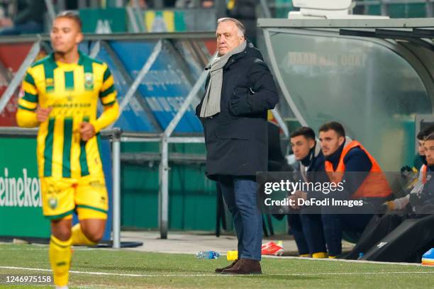 Head coach Dick Advocaat of ADO Den Haag looks on during the Round of 16 - Dutch Cup match between ADO Den Haag and Go Ahead Eagles on February 9,...