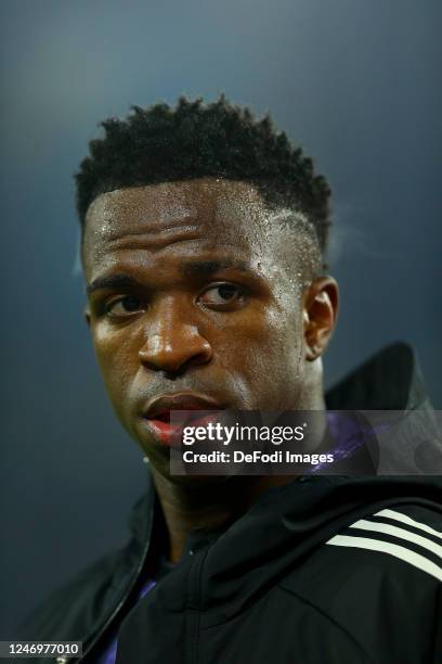 Vinicius Junior of Real Madrid looks on after the FIFA Club World Cup Morocco 2022 Semi Final match between Al Ahly and Real Madrid CF at Prince...