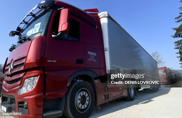 Convoy of eight trucks collected by the Croatian government, Caritas and the Croatian Red Cross, containing humanitarian aid, leave the logistics...