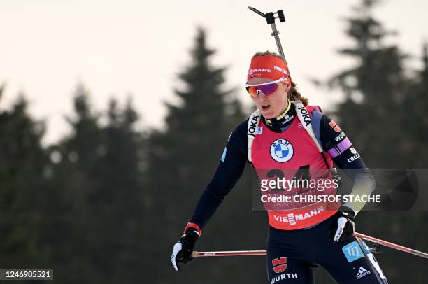 Germany's Denise Herrmann-Wick competes in the women's 7,5km sprint event of the IBU Biathlon World Cup in Oberhof, central Germany, on February 10,...