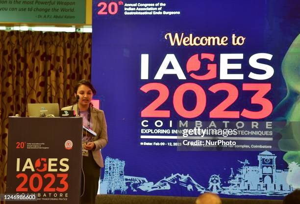 Dr. Gayatri Rangra speaks during IAGES 2023, Indian association of gastrointestinal endo surgeons on laproscopic hernia surgery , in Coimbatore, on...