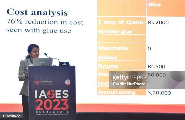 Dr. Gayatri Rangra speaks during IAGES 2023, Indian association of gastrointestinal endo surgeons on laproscopic hernia surgery , in Coimbatore, on...