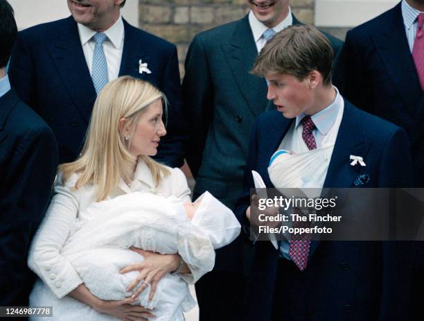 The christening of Prince Constantine Alexios of Greece, held by his mother Crown Princess Marie-Chantal, and including one of his godfathers, HRH...