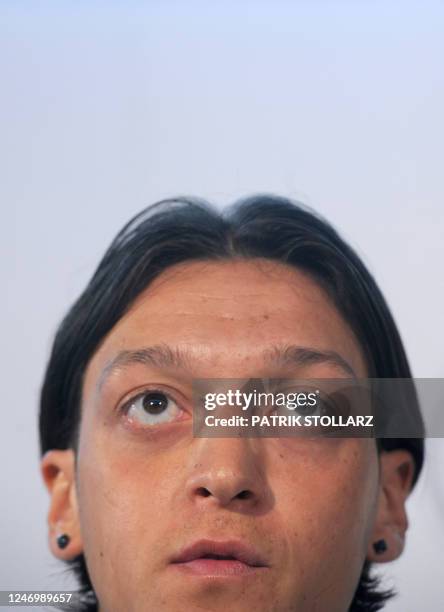 Mesut Oezil, midfielder of the German national football team, attends a press conference on February 28, 2012 in Bremen, northern Germany. The German...