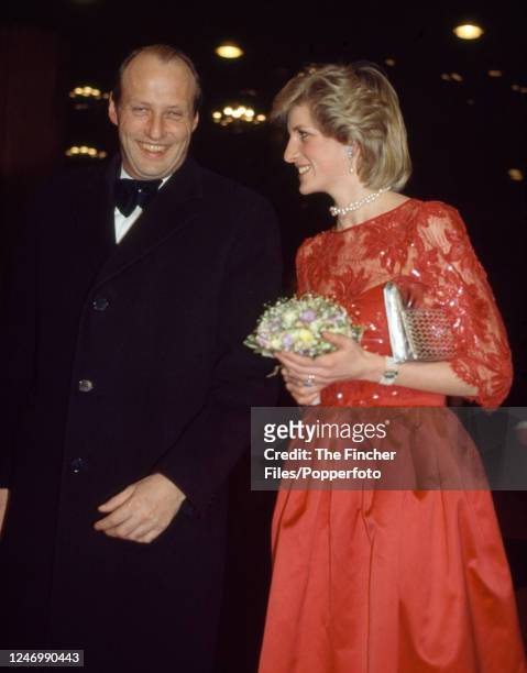 Princess Diana with Crown Prince Harald of Norway in Oslo on 11th February 1984.