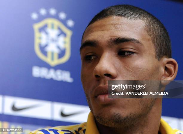 Brazil's player Juan de Jesus attends a press conference at a hotel in Barranquilla, Colombia, on August 8, 2011 during the FIFA Under-20 World Cup...