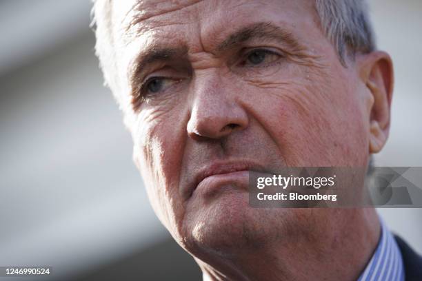 Phil Murphy, governor of New Jersey, speaks to members of the media after meeting with President Biden during the National Governors Association...