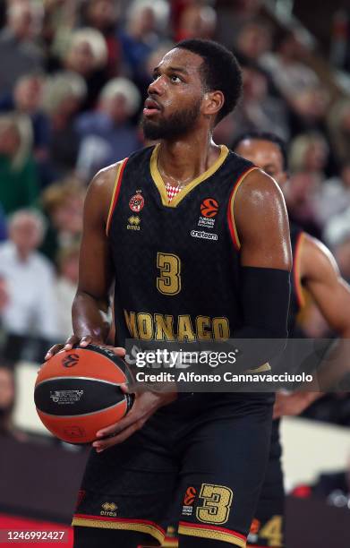 Jordan Loyd, #3 of AS Monaco in action during the 2022-23 Turkish Airlines EuroLeague Regular Season Round 24 game between AS Monaco and LDLC Asvel...