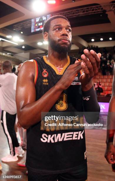 Jordan Loyd, #3 of AS Monaco during the 2022-23 Turkish Airlines EuroLeague Regular Season Round 24 game between AS Monaco and LDLC Asvel...