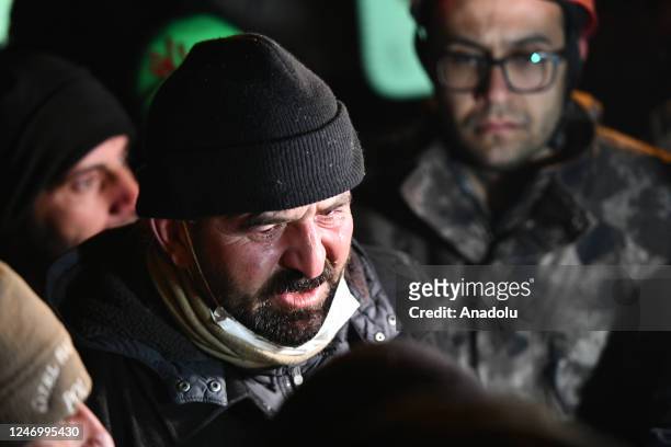 Pregnant woman is rescued from rubble 115 hours after earthquakes, in Turkiyeâs Gaziantep on February 10, 2023. Relatives of her shed tears after the...