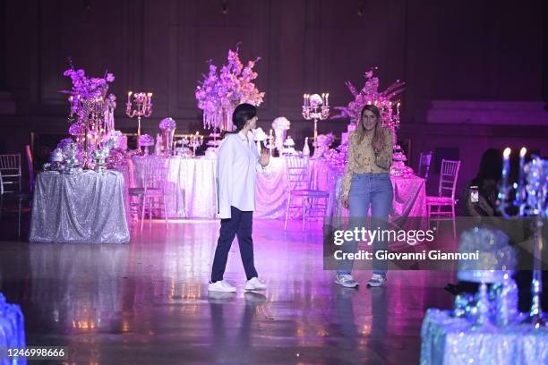 Model walks the runway at Rodarte Fall 2023 Ready To Wear Fashion Show at the Williamsburg Savings Bank on February 10, 2023 in Brooklyn, New York.