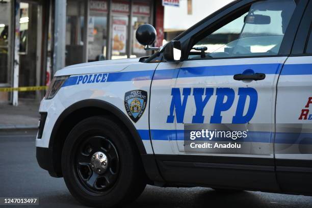 Police deployed after multiple shooting reports in the East Tremont section on February 10, 2023 in Bronx, New York, United States. Multiple police...