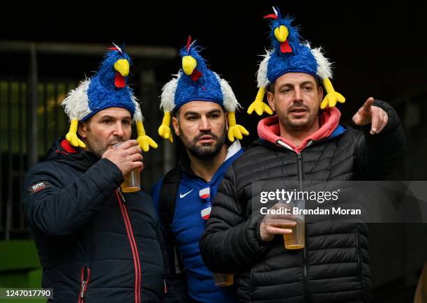 Dublin , Ireland - 11 February 2023; French supporters enjoy the atmosphere before the Guinness Six Nations Rugby Championship match between Ireland...