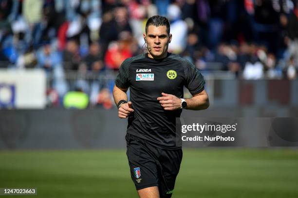 Simone Sozza, Arbitro, Referee during the Italian soccer Serie B match Cagliari Calcio vs Benevento Calcio on February 11, 2023 at the Unipol Domus...