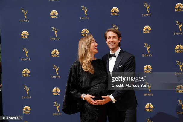 September 17, 2018: Yvonne Strahovski and Tim Loden arriving at the 70th Primetime Emmy Awards at the Microsoft Theater?in Los Angeles, CA.