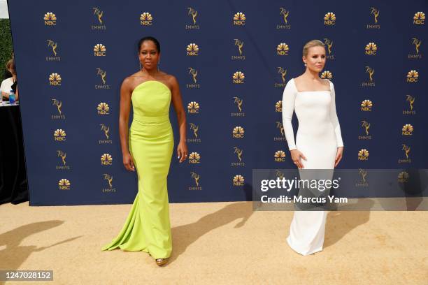 September 17, 2018: Regina King and Kristen Bell?arriving at the 70th Primetime Emmy Awards at the Microsoft Theater?in Los Angeles, CA.