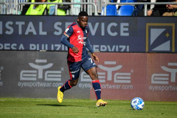 Zito Andre Sebastiao Luvumbo of Cagliari Calcio during the Italian soccer Serie B match Cagliari Calcio vs Benevento Calcio on February 11, 2023 at...