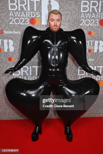 Sam Smith arrives at The BRIT Awards 2023 at The O2 Arena on February 11, 2023 in London, England.