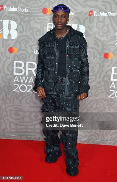 Fireboy arrives at The BRIT Awards 2023 at The O2 Arena on February 11, 2023 in London, England.
