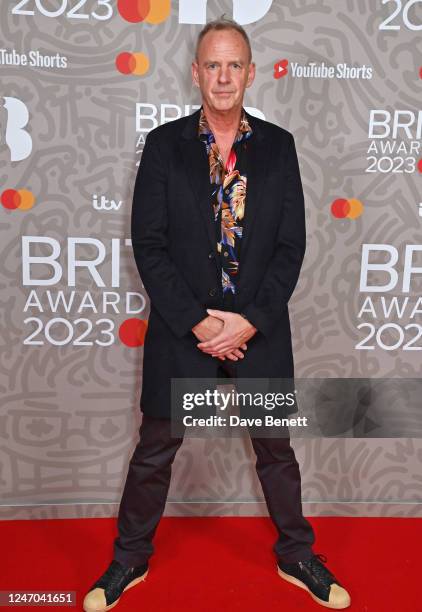 Fatboy Slim aka Norman Cook arrives at The BRIT Awards 2023 at The O2 Arena on February 11, 2023 in London, England.