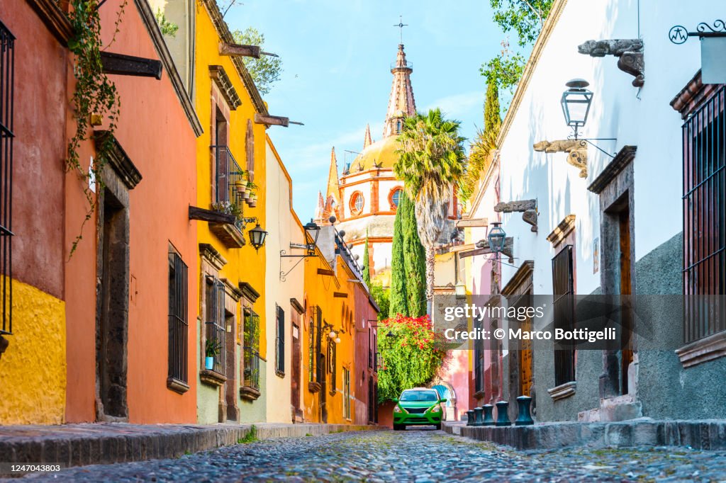 Narrow street in the old town of San Miguel de Allenge, Mexico