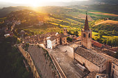 Aerial view view of a beautiful old town in Italy - Marche region