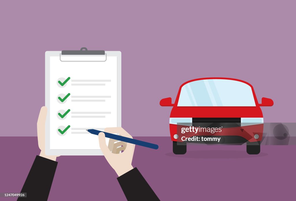 A car passes a check