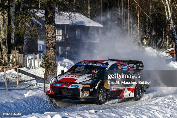 Kalle Rovanpera of Finland and Jonne Halttunen of Finland are competing with their Toyota Gazoo Racing WRT Toyota GR Yaris Rally1 Hybrid during Day...