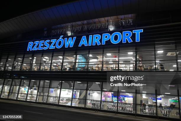 Night view of the Terminal building at the Rzeszow-Jasionka International Airport, in Jasionka, Poland, on February 10, 2023. In January 500...