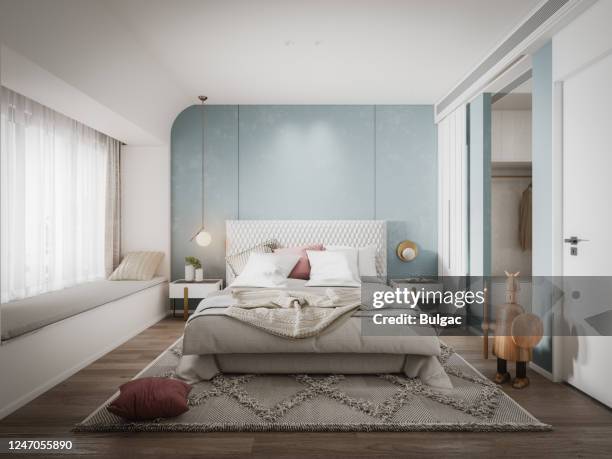 scandinavian bedroom - carpet mess stock pictures, royalty-free photos & images