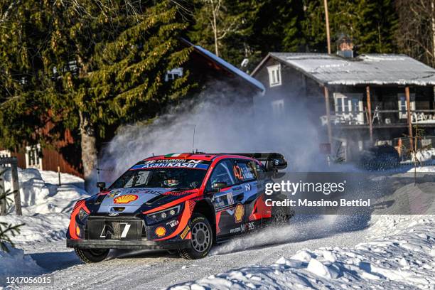 Craig Breen of Ireland and James Fulton of Ireland are competing with their Hyundai Shell Mobis WRT Hyundai i20 N Rally1 Hybrid during Day Two of the...