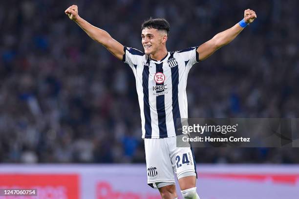 Ramón Sosa of Talleres celebrates after the team's victory in a match between Talleres and Boca Juniors as part of the 2023 Professional League...