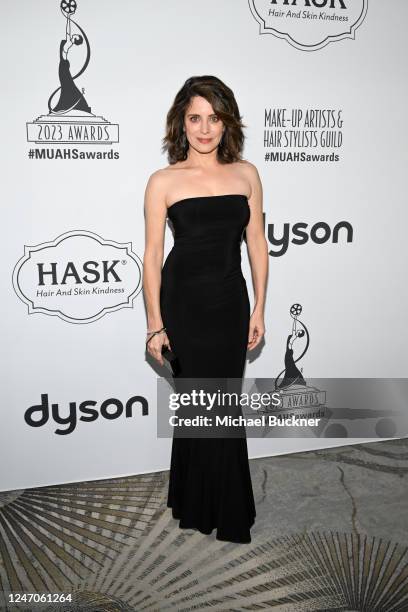 Alanna Ubach at the Make-Up & Hair Stylists Guild Awards held at The Beverly Hilton Hotel on February 11, 2023 in Beverly Hills, California.