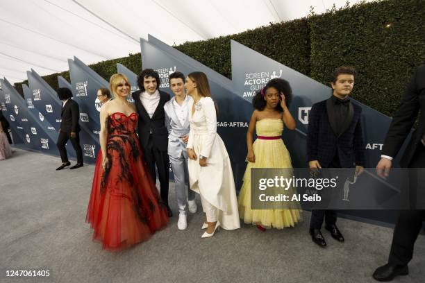 January 19, 2020 The cast of Stranger Things arriving at the 26th Screen Actors Guild Awards at the Los Angeles Shrine Auditorium and Expo Hall on...