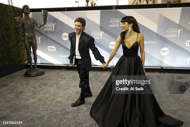 January 19, 2020 Casey Thomas Brown and Jenna Lyng Adams arriving at the 26th Screen Actors Guild Awards at the Los Angeles Shrine Auditorium and...