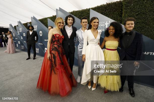 January 19, 2020 The cast of Stranger Things arriving at the 26th Screen Actors Guild Awards at the Los Angeles Shrine Auditorium and Expo Hall on...