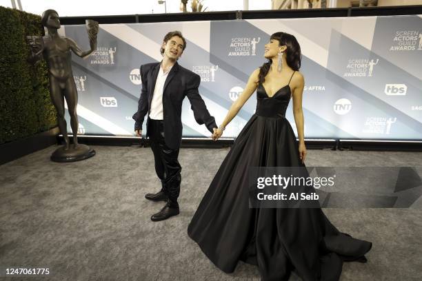 January 19, 2020 Casey Thomas Brown and Jenna Lyng Adams arriving at the 26th Screen Actors Guild Awards at the Los Angeles Shrine Auditorium and...