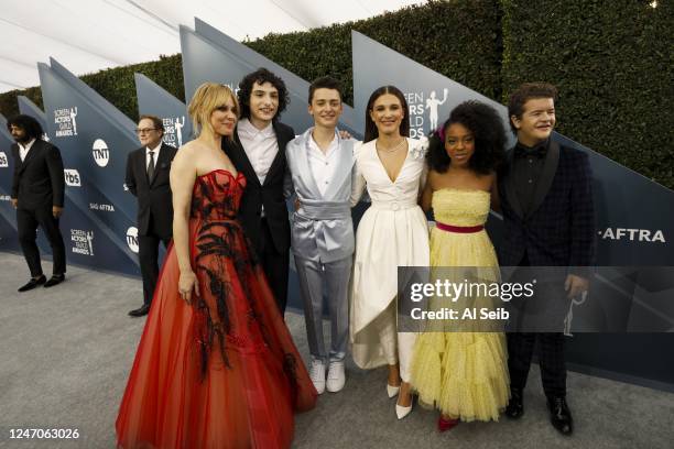January 19, 2020 The cast of Stranger Things arriving at the 26th Screen Actors Guild Awards at the Los Angeles Shrine Auditorium and Expo Hall on...