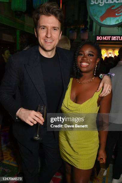 Greg James and Clara Amfo attend the Warner Music and Ciroc Brit Awards Party at The Nomad Hotel on February 11, 2023 in London, England.