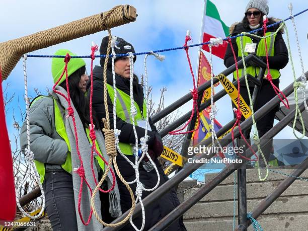 Nooses hang as Iranians rally in Canada for freedom in Iran on the 44th anniversary of the 1979 Islamic Revolution as thousands of Iranian-Canadians...
