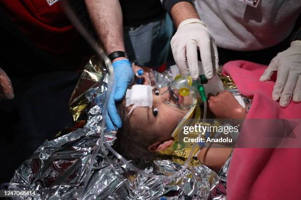 Year-old girl is rescued under rubble 150 hours after 7.7 and 7.6 magnitude earthquakes hit multiple provinces of Turkiye including Hatay on February...