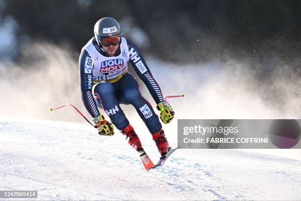 Norway's Aleksander Aamodt Kilde competes during the Men's Downhill event of the FIS Alpine Ski World Championship 2023 in Courchevel, French Alps,...