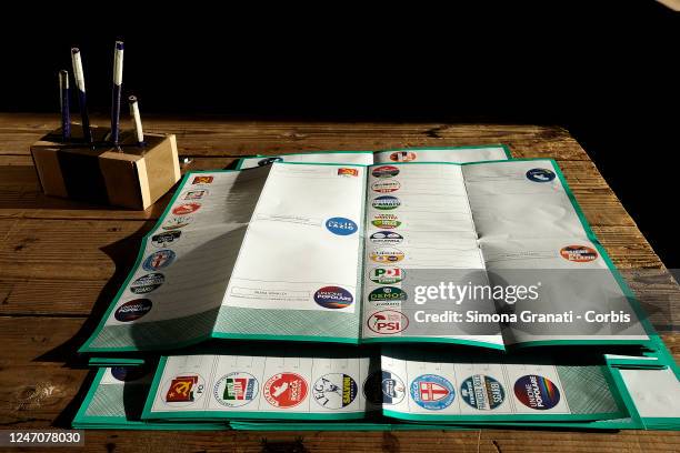 General view at a polling station for the renewal of the office of President of the Region and of the Regional Council in the Lazio Region on...